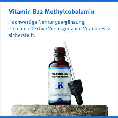 Sie sehen eine Packung Vitamin B12 Methylcobalamin Klean Labs Tropfen, Produktbild: 05 Vitamin B12 Methylcobalamin Klean Labs Tropfen, A-Nr.: 5598143 - 05