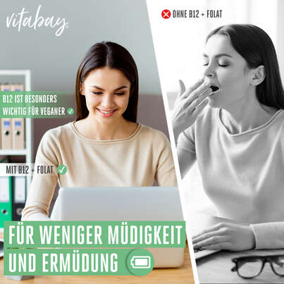 Sie sehen eine Packung Vitabay Vitamin B12 mit Folat Lutschtabletten, Produktbild: 04 Vitabay Vitamin B12 mit Folat Lutschtabletten, A-Nr.: 5878428 - 04