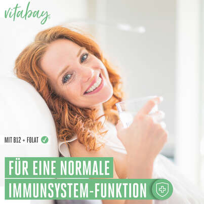 Sie sehen eine Packung Vitabay Vitamin B12 mit Folat Lutschtabletten, Produktbild: 05 Vitabay Vitamin B12 mit Folat Lutschtabletten, A-Nr.: 5878428 - 05