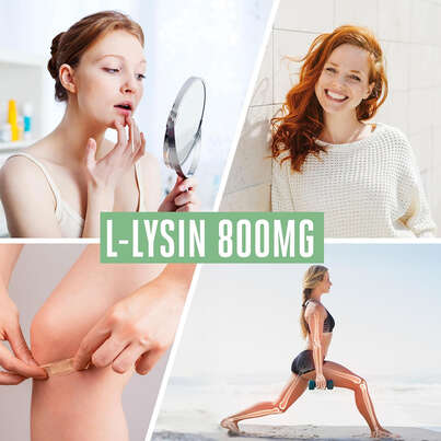 Sie sehen eine Packung Vitabay L-Lysin 800mg Tabletten, Produktbild: 04 Vitabay L-Lysin 800mg Tabletten, A-Nr.: 5878635 - 04