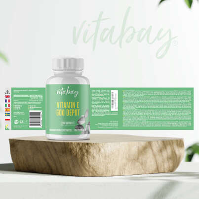 Sie sehen eine Packung Vitabay Vitamin E 600 IE Weichkapseln, Produktbild: 04 Vitabay Vitamin E 600 IE Weichkapseln, A-Nr.: 5878144 - 04