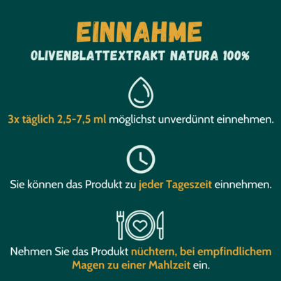Sie sehen eine Packung Olivenblattextrakt NATURA 100% 500 ml, Produktbild: 02 Olivenblattextrakt NATURA 100% 500 ml, A-Nr.: 4242042 - 02