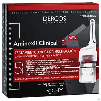 Sie sehen eine Packung Vichy Dercos Aminexil Clinical 5 Mann 126ml, Produktbild: 01 Vichy Dercos Aminexil Clinical 5 Mann 126ml, A-Nr.: 4559649 - 01