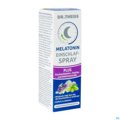 Sie sehen eine Packung Melatonin Einschlaf-spray/plus Dr.theiss 20ml, Produktbild: 02 Melatonin Einschlaf-spray/plus Dr.theiss 20ml, A-Nr.: 5657561 - 02