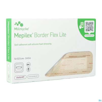 Sie sehen eine Packung Wundverband Mepilex Silikon Border/flex/lite 5x 12,5cm 5st, Produktbild: 02 Wundverband Mepilex Silikon Border/flex/lite 5x 12,5cm 5st, A-Nr.: 3067826 - 02