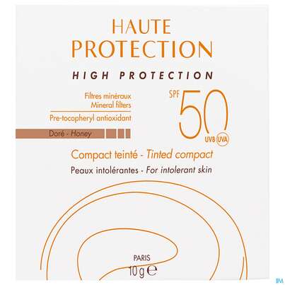 Sie sehen eine Packung Avène Kompaktsonnencreme Gold Spf 50+ 10g, Produktbild: 01 Avène Kompaktsonnencreme Gold Spf 50+ 10g, A-Nr.: 3290599 - 01