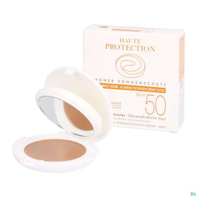 Sie sehen eine Packung Avène Kompaktsonnencreme Gold Spf 50+ 10g, Produktbild: 08 Avène Kompaktsonnencreme Gold Spf 50+ 10g, A-Nr.: 3290599 - 08