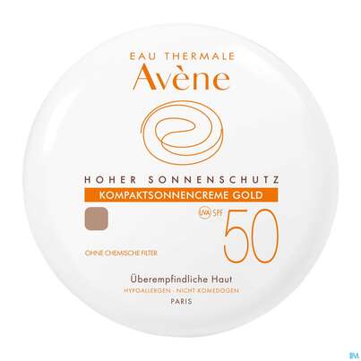 Sie sehen eine Packung Avène Kompaktsonnencreme Gold Spf 50+ 10g, Produktbild: 11 Avène Kompaktsonnencreme Gold Spf 50+ 10g, A-Nr.: 3290599 - 11