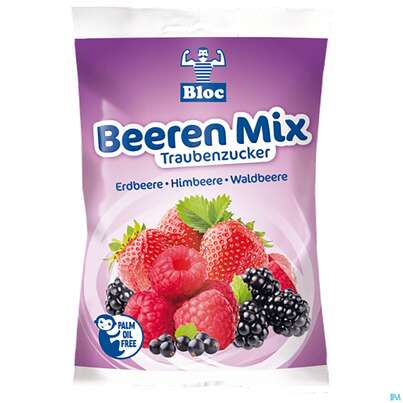 Sie sehen eine Packung Bloc Traubenzucker Beutel Beeren Mix 75g, Produktbild: 01 Bloc Traubenzucker Beutel Beeren Mix 75g, A-Nr.: 3450726 - 01