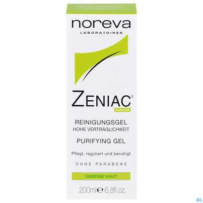 Sie sehen eine Packung Noreva Zeniac Reinigungsgel 200ml, Produktbild: 02 Noreva Zeniac Reinigungsgel 200ml, A-Nr.: 2634163 - 02