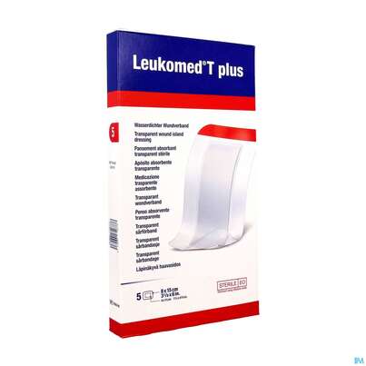 Sie sehen eine Packung Wundverband Leukomed T Plus Folienverband/+auflage Steril 8x15cm 5st, Produktbild: 02 Wundverband Leukomed T Plus Folienverband/+auflage Steril 8x15cm 5st, A-Nr.: 3091144 - 02