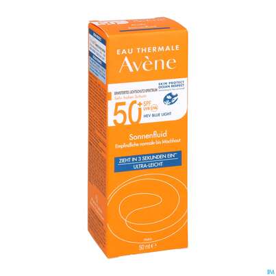 Sie sehen eine Packung Avène Sonnenfluid Spf 50+ 50ml, Produktbild: 08 Avène Sonnenfluid Spf 50+ 50ml, A-Nr.: 5598976 - 08