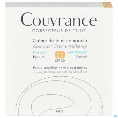Sie sehen eine Packung Avène Couvrance Kompakt Creme-make-up Mattierend Naturel 10g, Produktbild: 02 Avène Couvrance Kompakt Creme-make-up Mattierend Naturel 10g, A-Nr.: 2594943 - 02
