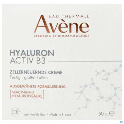 Sie sehen eine Packung Avene Hyaluron Activ B3 Tagescreme 50ml, Produktbild: 01 Avene Hyaluron Activ B3 Tagescreme 50ml, A-Nr.: 5450297 - 01