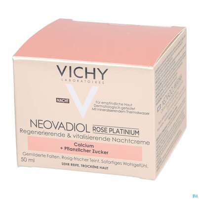 Sie sehen eine Packung Vichy Neovadiol Rose Platinum Nacht 50ml, Produktbild: 03 Vichy Neovadiol Rose Platinum Nacht 50ml, A-Nr.: 5182135 - 03