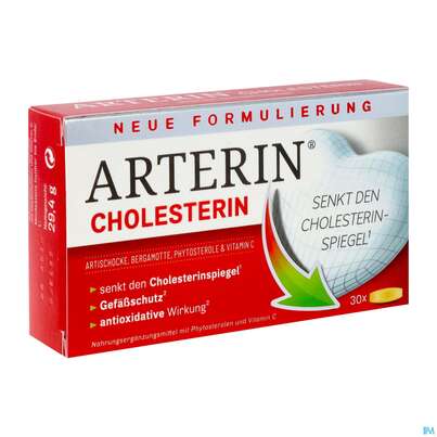 Sie sehen eine Packung Arterin Tabl Cholesterin Bergamotte Pflanzliche Alternativ Lipidmanagm50000 30st, Produktbild: 02 Arterin Tabl Cholesterin Bergamotte Pflanzliche Alternativ Lipidmanagm50000 30st, A-Nr.: 5182365 - 02