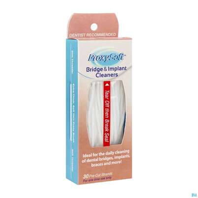 Sie sehen eine Packung Zahnseide Proxysoft Bridge +implant Cleaners 30st, Produktbild: 02 Zahnseide Proxysoft Bridge +implant Cleaners 30st, A-Nr.: 4407299 - 02