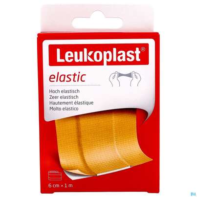 Sie sehen eine Packung Wundpflaster Leukoplast/elastic 1mx 6cm 7321901 1st, Produktbild: 01 Wundpflaster Leukoplast/elastic 1mx 6cm 7321901 1st, A-Nr.: 4368613 - 01