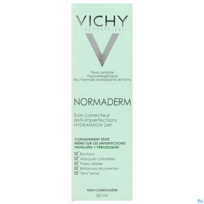 Sie sehen eine Packung Vichy Normaderm 24h Feuchtigkeitspflege 50ml, Produktbild: 01 Vichy Normaderm 24h Feuchtigkeitspflege 50ml, A-Nr.: 4357472 - 01