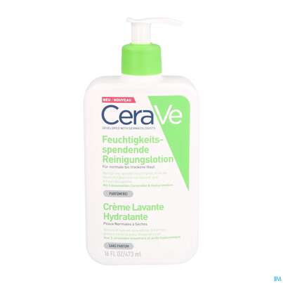 Sie sehen eine Packung Cerave Feuchtigkeitsspendende Reinigungslotion 473ml, Produktbild: 03 Cerave Feuchtigkeitsspendende Reinigungslotion 473ml, A-Nr.: 4802050 - 03