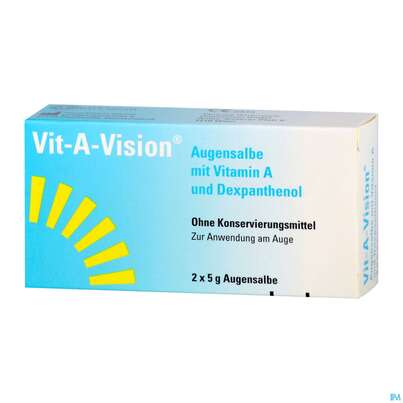 Sie sehen eine Packung Augen Salbe Vit-a-vision 5g 2st, Produktbild: 02 Augen Salbe Vit-a-vision 5g 2st, A-Nr.: 4789332 - 02