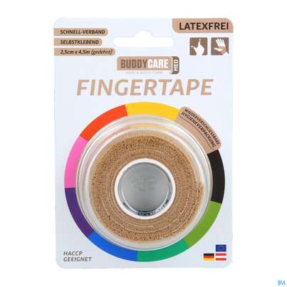 Sie sehen eine Packung Tape Buddycare Med Finger Latexfrei Flexibel Kohaesiv. 2,5cmx 4,5m Hautfarben 1st, Produktbild: 03 Tape Buddycare Med Finger Latexfrei Flexibel Kohaesiv. 2,5cmx 4,5m Hautfarben 1st, A-Nr.: 4781158 - 03