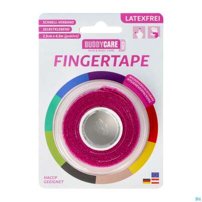 Sie sehen eine Packung Tape Buddycare Med Finger Latexfrei Flexibel Kohaesiv. 2,5cmx 4,5m Pink 1st, Produktbild: 02 Tape Buddycare Med Finger Latexfrei Flexibel Kohaesiv. 2,5cmx 4,5m Pink 1st, A-Nr.: 4781170 - 02