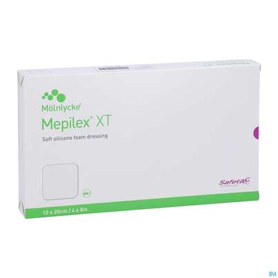 Sie sehen eine Packung Wundverband Mepilex/xt Silikon 10x20cm 5st, Produktbild: 05 Wundverband Mepilex/xt Silikon 10x20cm 5st, A-Nr.: 4301572 - 05