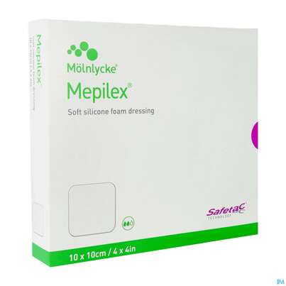 Sie sehen eine Packung Wundverband Mepilex/xt Silikon 10x10cm 5st, Produktbild: 03 Wundverband Mepilex/xt Silikon 10x10cm 5st, A-Nr.: 4301543 - 03