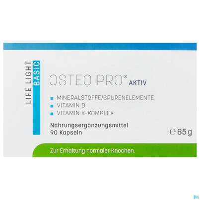 Sie sehen eine Packung Osteo Pro Aktiv Kapseln Life Light 90st, Produktbild: 01 Osteo Pro Aktiv Kapseln Life Light 90st, A-Nr.: 4288191 - 01