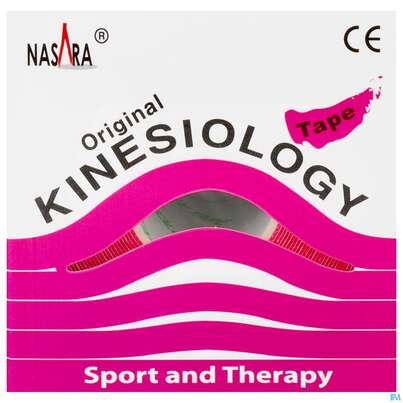 Sie sehen eine Packung Tape Kinesio/original Nasara 5mx 5cm Pink 1st, Produktbild: 01 Tape Kinesio/original Nasara 5mx 5cm Pink 1st, A-Nr.: 4127140 - 01