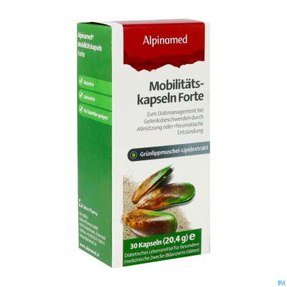 Sie sehen eine Packung Alpinamed Mobilitaetskapseln Forte 30st, Produktbild: 03 Alpinamed Mobilitaetskapseln Forte 30st, A-Nr.: 4269644 - 03