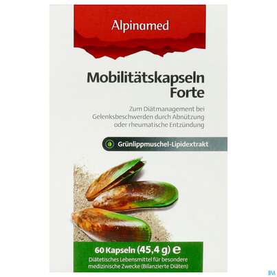 Sie sehen eine Packung Alpinamed Mobilitaetskapseln Forte 60st, Produktbild: 01 Alpinamed Mobilitaetskapseln Forte 60st, A-Nr.: 4269638 - 01