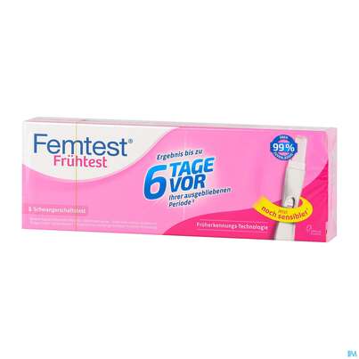 Sie sehen eine Packung Schwangerschaftstest Femtest Fruehtest Neu 50000 1st, Produktbild: 04 Schwangerschaftstest Femtest Fruehtest Neu 50000 1st, A-Nr.: 4269673 - 04