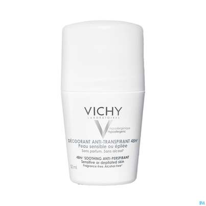 Sie sehen eine Packung Vichy Deo/roll-on Sensitive Anti-transpirant 48h 50ml, Produktbild: 02 Vichy Deo/roll-on Sensitive Anti-transpirant 48h 50ml, A-Nr.: 3724359 - 02