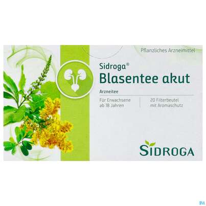 Sie sehen eine Packung Sidroga Tee Doppelkammerbeutel Blasentee Akut 20st, Produktbild: 01 Sidroga Tee Doppelkammerbeutel Blasentee Akut 20st, A-Nr.: 4039430 - 01