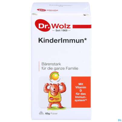 Sie sehen eine Packung Kinder Immun Pulver Dr.wolz Nr.60500 65g, Produktbild: 01 Kinder Immun Pulver Dr.wolz Nr.60500 65g, A-Nr.: 3693541 - 01