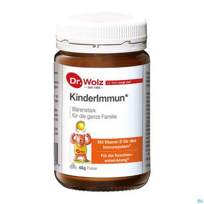 Sie sehen eine Packung Kinder Immun Pulver Dr.wolz Nr.60500 65g, Produktbild: 06 Kinder Immun Pulver Dr.wolz Nr.60500 65g, A-Nr.: 3693541 - 06