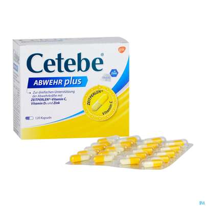 Sie sehen eine Packung Cetebe Abwehr Plus Kapseln 120st, Produktbild: 04 Cetebe Abwehr Plus Kapseln 120st, A-Nr.: 4171106 - 04
