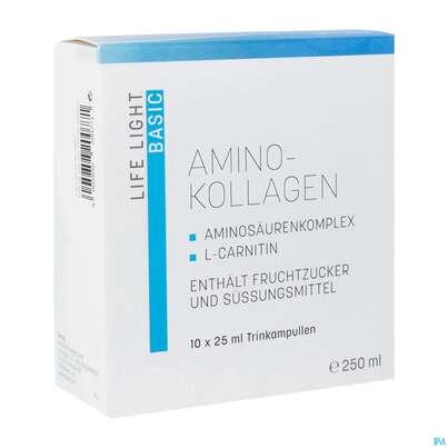 Sie sehen eine Packung Life Light Ampullen Amino Kollagen +l-carnitin 10st, Produktbild: 03 Life Light Ampullen Amino Kollagen +l-carnitin 10st, A-Nr.: 3945540 - 03