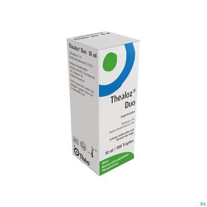 Sie sehen eine Packung Augentropfen Thealoz/duo Trehalose+hyaluronsaeure Original 10ml, Produktbild: 03 Augentropfen Thealoz/duo Trehalose+hyaluronsaeure Original 10ml, A-Nr.: 3946410 - 03
