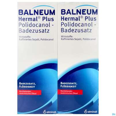 Sie sehen eine Packung Balneum-hermal -plus Polidocanol Badezus. Bp2x5 1000ml, Produktbild: 01 Balneum-hermal -plus Polidocanol Badezus. Bp2x5 1000ml, A-Nr.: 3539751 - 01