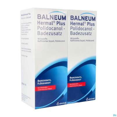 Sie sehen eine Packung Balneum-hermal -plus Polidocanol Badezus. Bp2x5 1000ml, Produktbild: 02 Balneum-hermal -plus Polidocanol Badezus. Bp2x5 1000ml, A-Nr.: 3539751 - 02