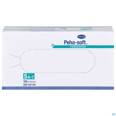 Sie sehen eine Packung Untersuchungshandschuhe Latex Unsteril Peha Soft Puderfrei S 100st, Produktbild: 01 Untersuchungshandschuhe Latex Unsteril Peha Soft Puderfrei S 100st, A-Nr.: 2010793 - 01