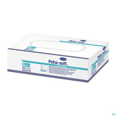 Sie sehen eine Packung Untersuchungshandschuhe Latex Unsteril Peha Soft Puderfrei S 100st, Produktbild: 04 Untersuchungshandschuhe Latex Unsteril Peha Soft Puderfrei S 100st, A-Nr.: 2010793 - 04