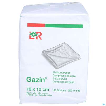 Mullkompressen Gazin Baumw.17faedig Unsteril 8fach 10x 10cm 100st, A-Nr.: 2386920 - 01
