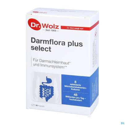 Sie sehen eine Packung Darmflora Plus Dr.wolz Select Kapseln Nr 60570 80st, Produktbild: 04 Darmflora Plus Dr.wolz Select Kapseln Nr 60570 80st, A-Nr.: 3839306 - 04