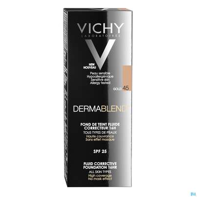 Sie sehen eine Packung Vichy Dermablend Make-up 45 Gold 30ml, Produktbild: 04 Vichy Dermablend Make-up 45 Gold 30ml, A-Nr.: 3044647 - 04
