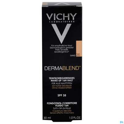 Sie sehen eine Packung Vichy Dermablend Make-up 35 Sand 30ml, Produktbild: 01 Vichy Dermablend Make-up 35 Sand 30ml, A-Nr.: 3044630 - 01