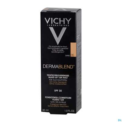 Sie sehen eine Packung Vichy Dermablend Make-up 35 Sand 30ml, Produktbild: 02 Vichy Dermablend Make-up 35 Sand 30ml, A-Nr.: 3044630 - 02